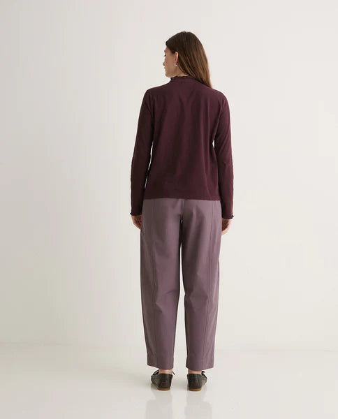 Yerse Ruffle Tee - Burgundy