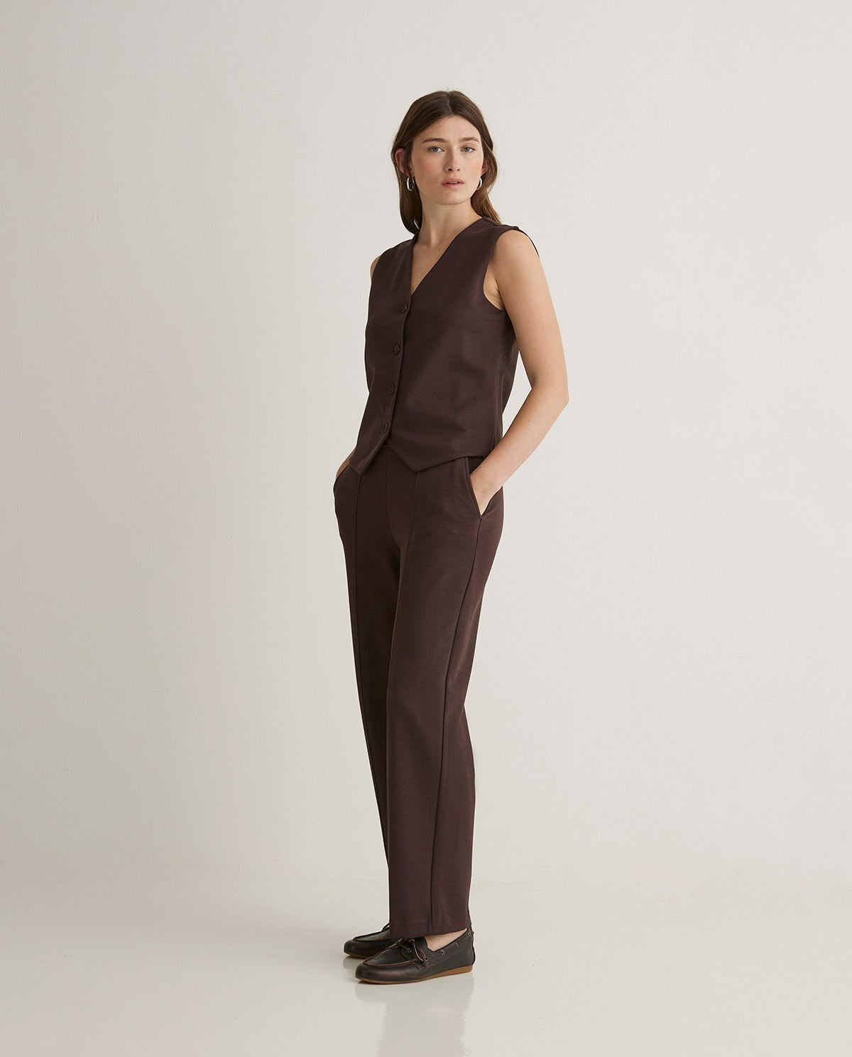 Brown Barrel Leg Trouser
