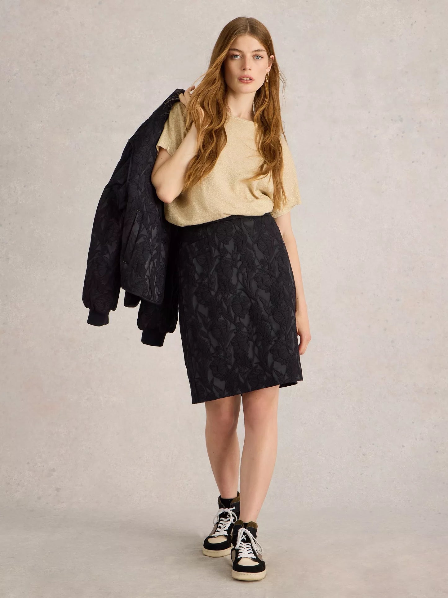 Black Jacquard Skirt