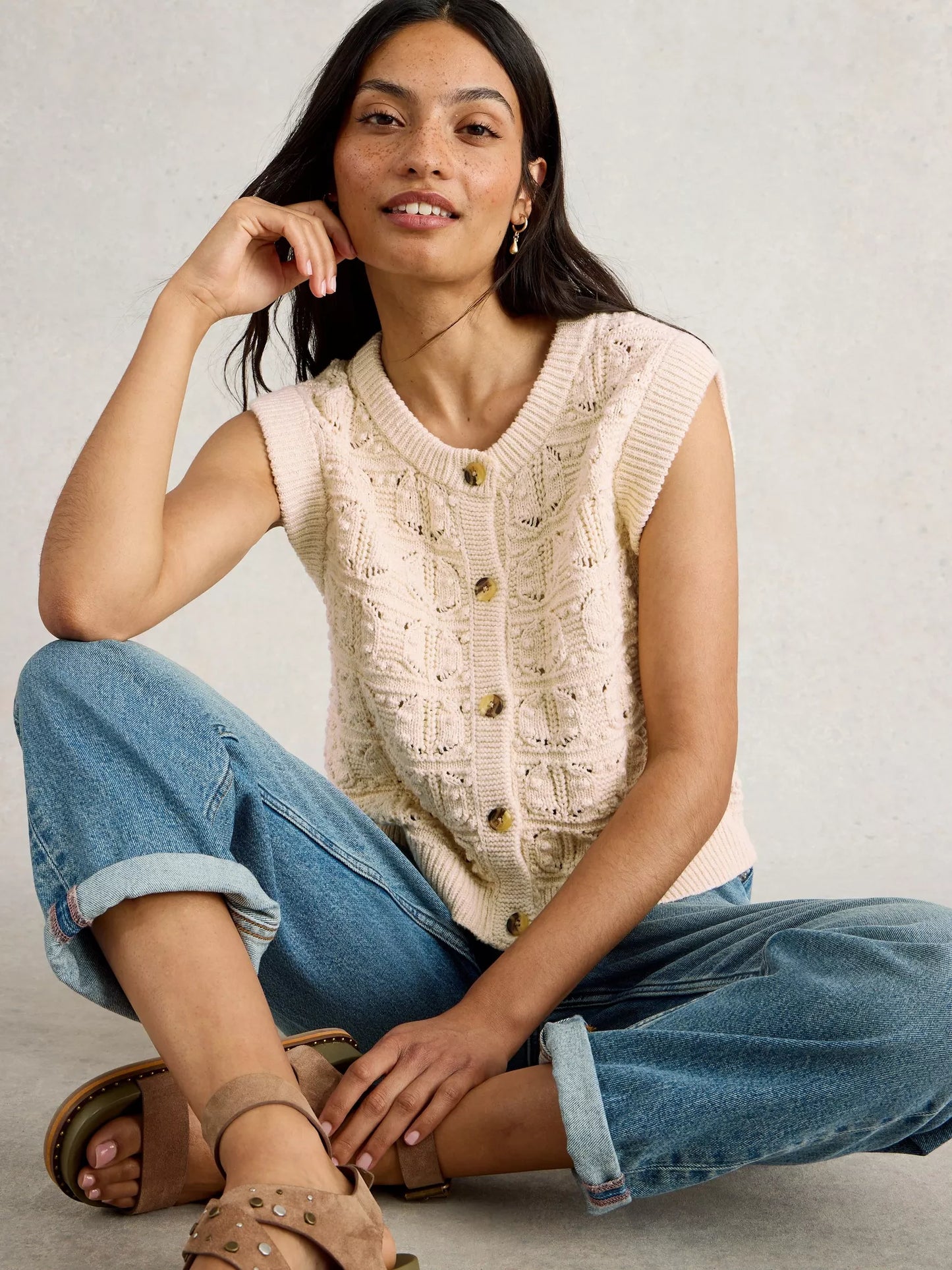 Tessa Tank Cardigan - Ivory