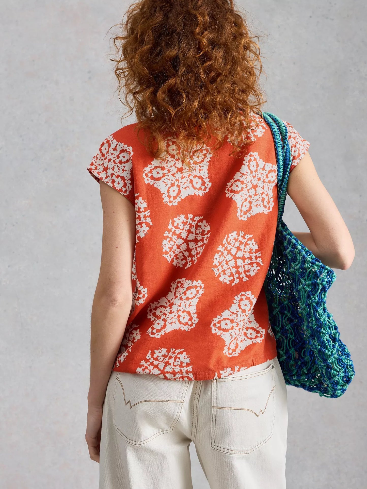 Nicole Linen Tee - Burnt Orange.