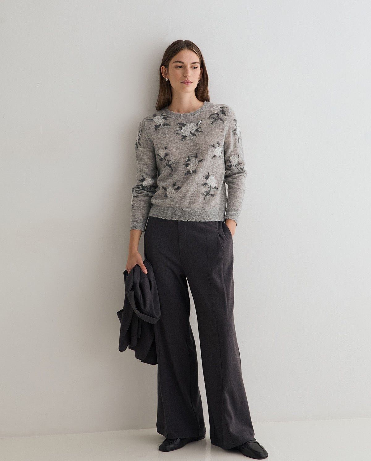 Soft Grey Floral Knit