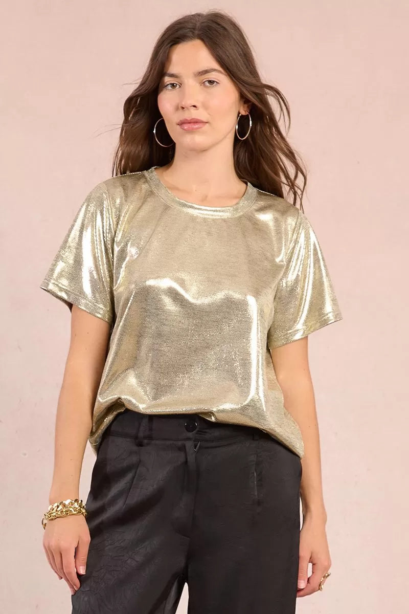 Iridescent Crop Tee - Gold