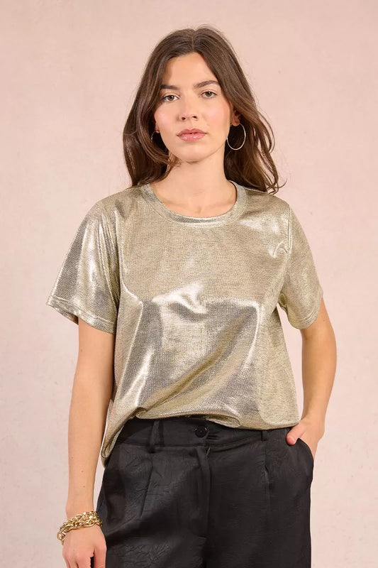 Iridescent Crop Tee - Gold