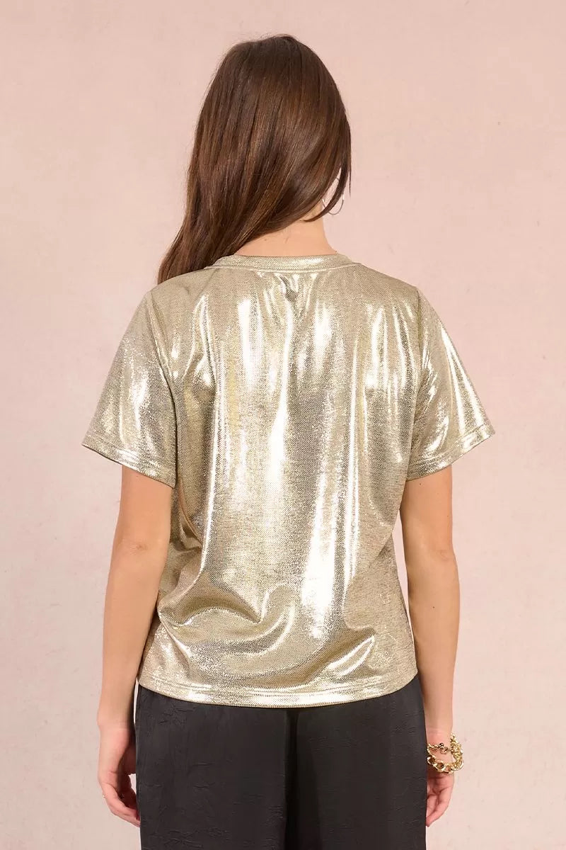 Iridescent Crop Tee - Gold