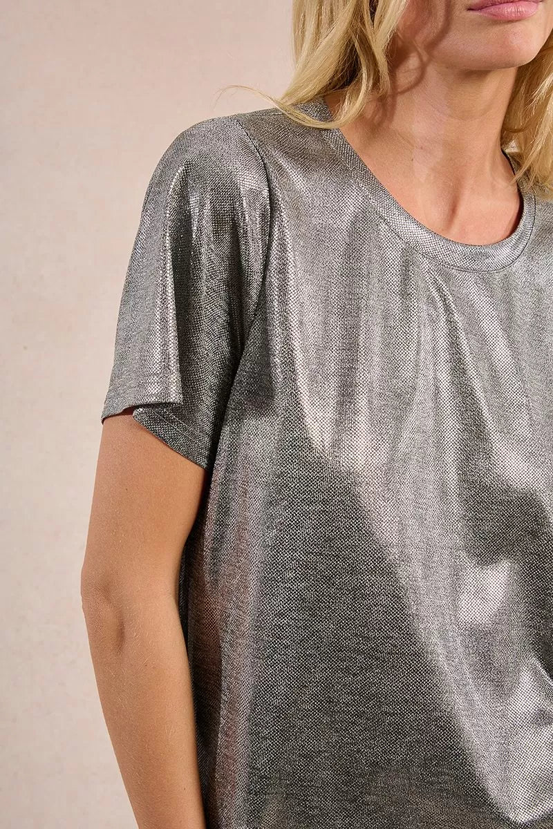 Iridescent Crop Tee - Silver