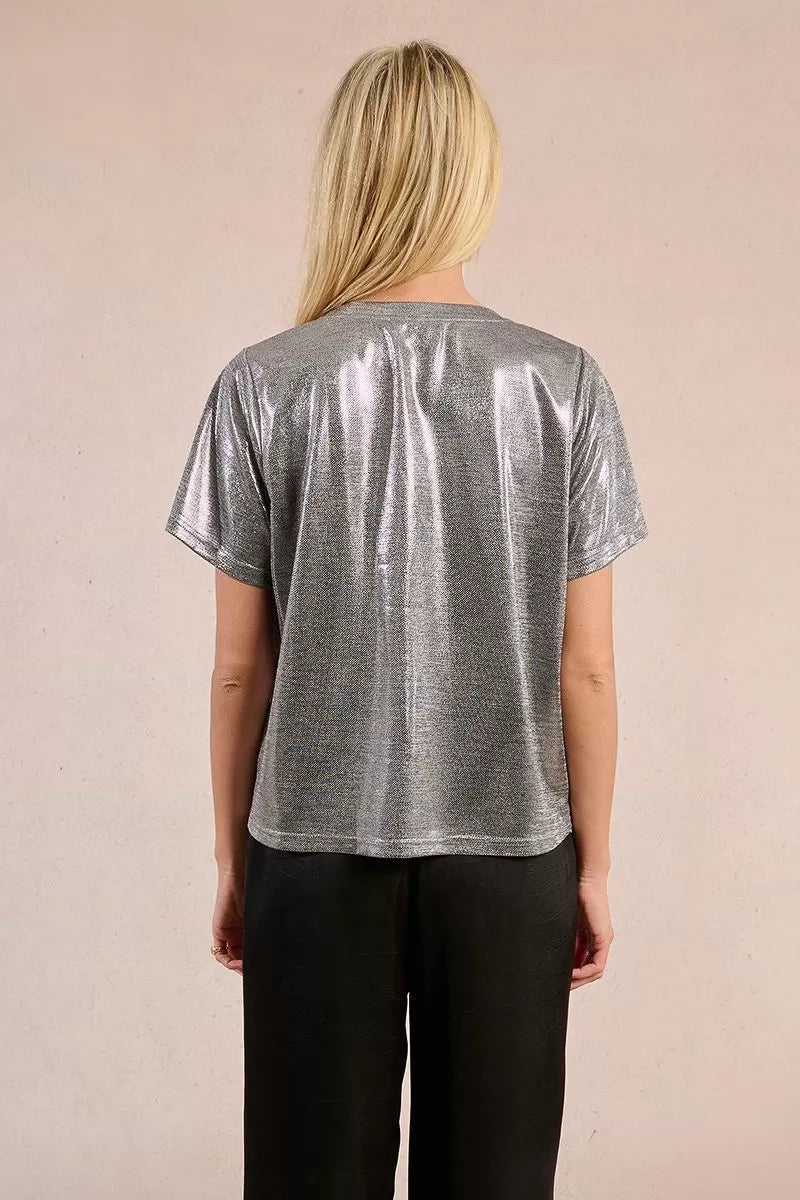 Iridescent Crop Tee - Silver