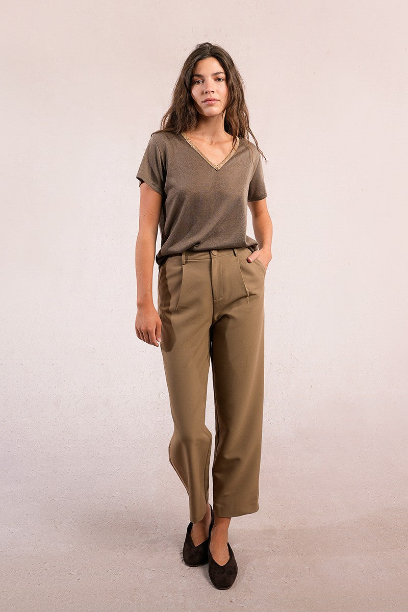 V Neck Tee - Khaki