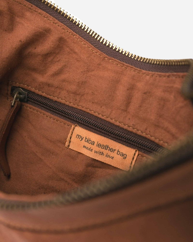 Boston Shoulder Leather Bag - Tan