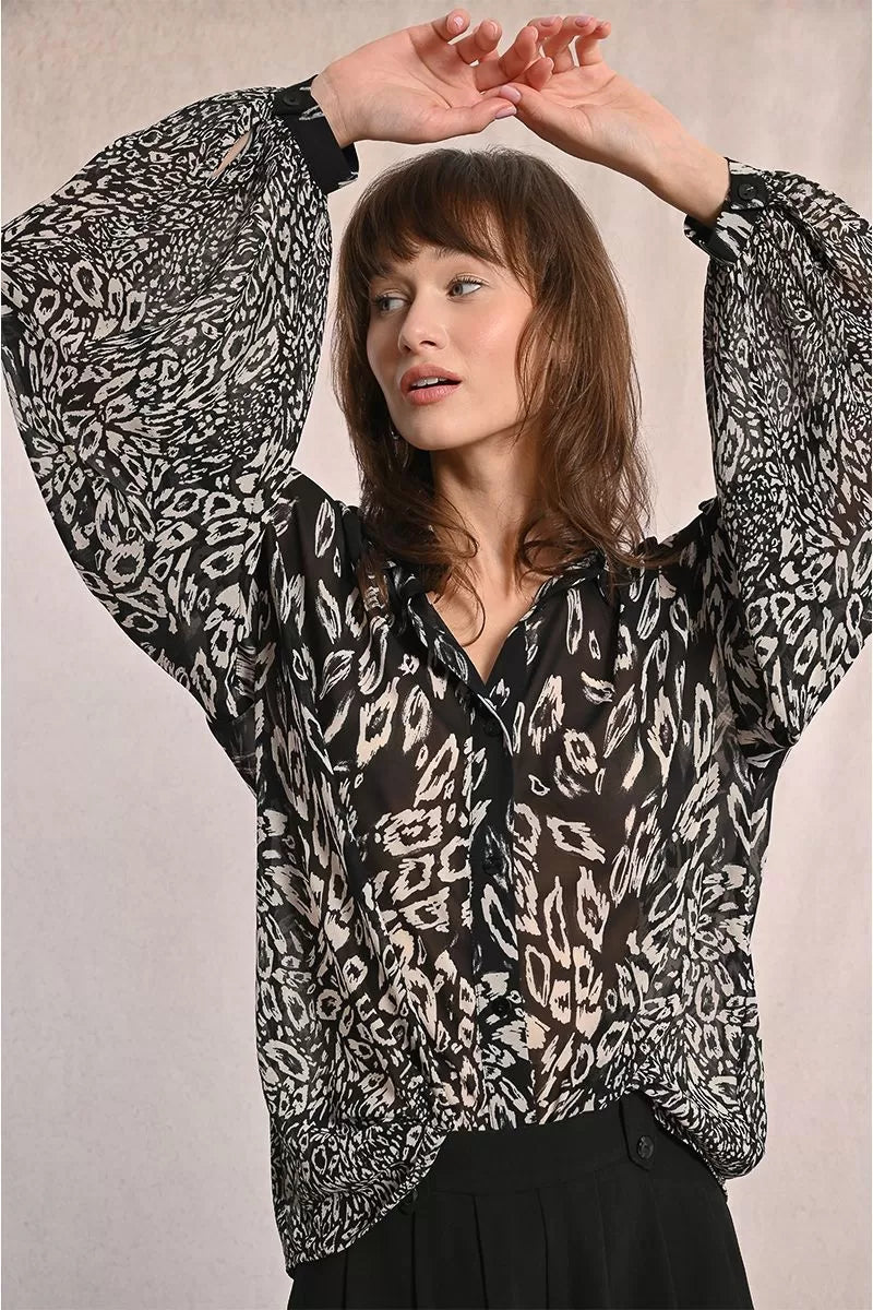 Printed Bow Blouse