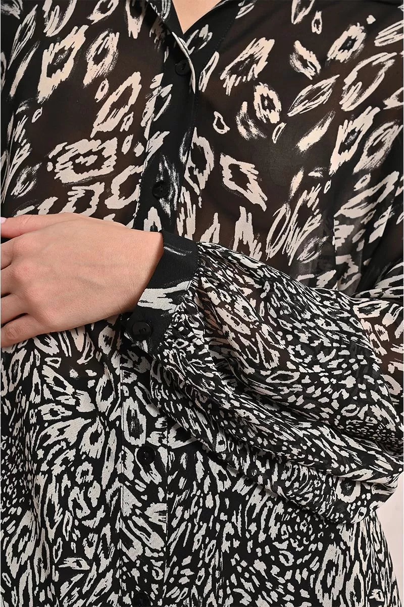 Printed Bow Blouse