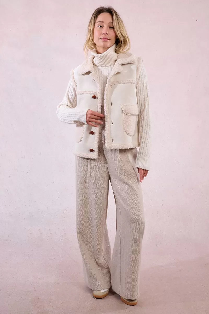 Cream Sleeveless Jacket