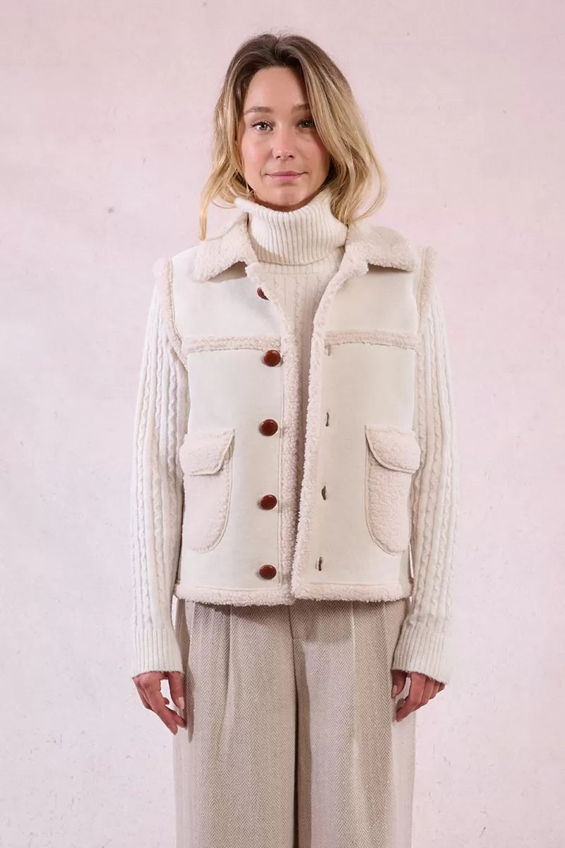 Cream Sleeveless Jacket