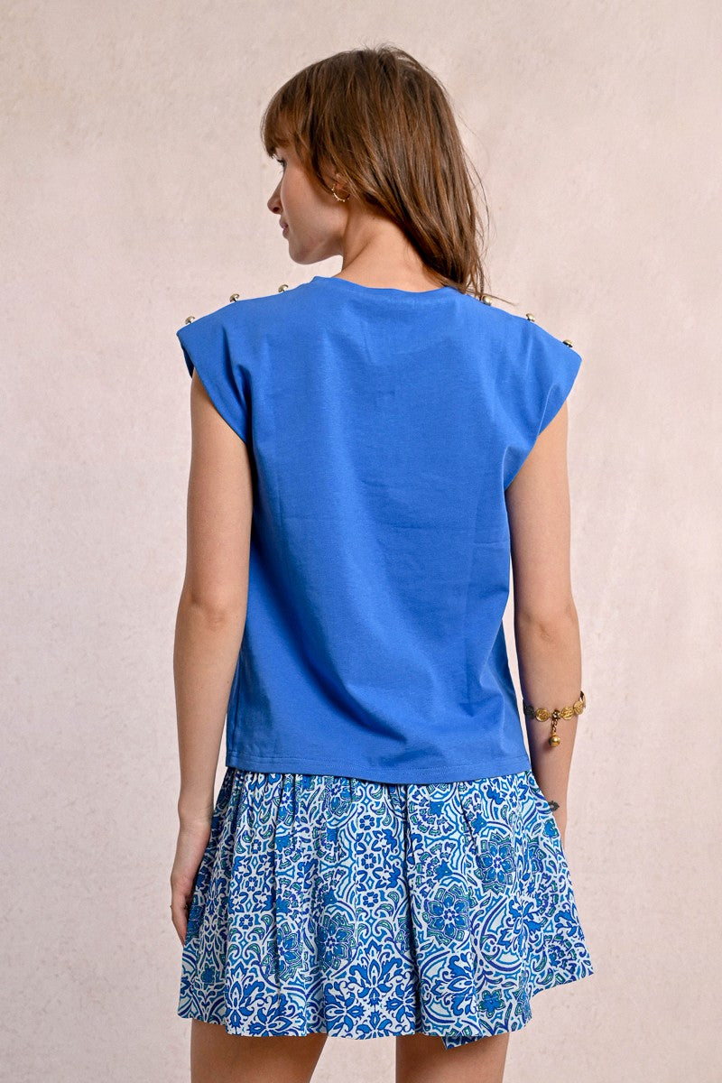 Blue Button Tee