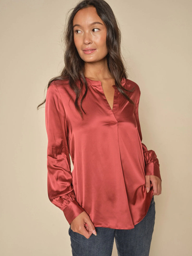 Satin Blouse - Garnet