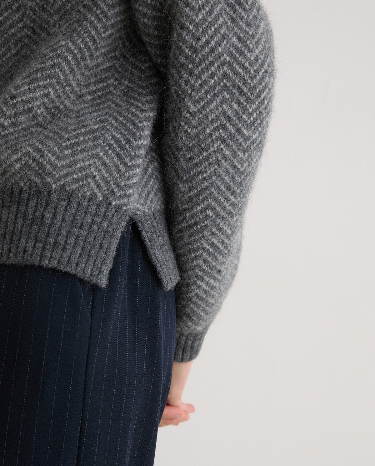 Jacquard Herringbone Turtle Neck Sweater