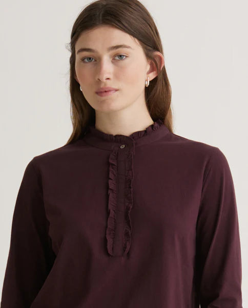 Yerse Ruffle Tee - Burgundy