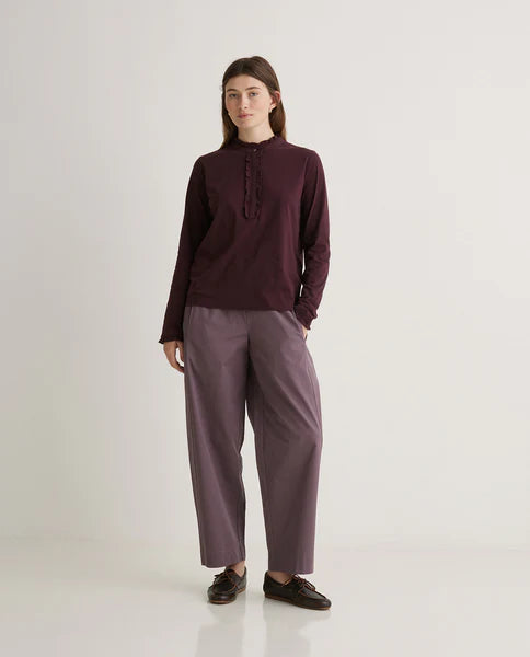 Yerse Ruffle Tee - Burgundy