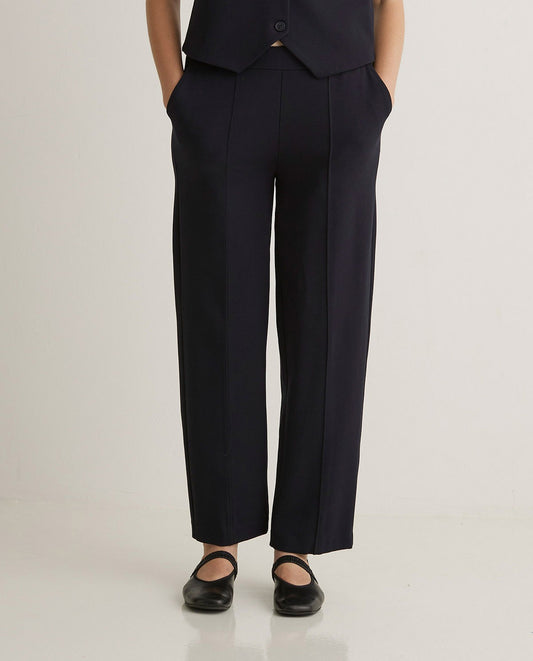 Navy Barrel Leg Trouser