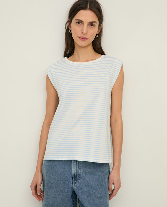 Stripe Sleeveless Tee - blue