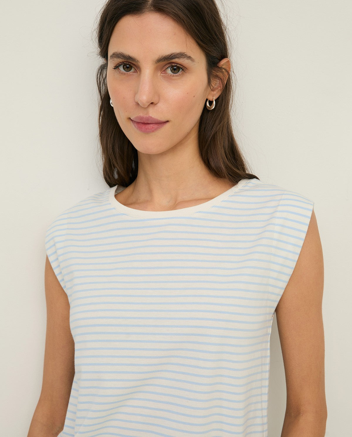 Stripe Sleeveless Tee - blue