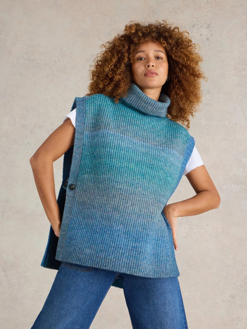 Space dye Knitted Poncho