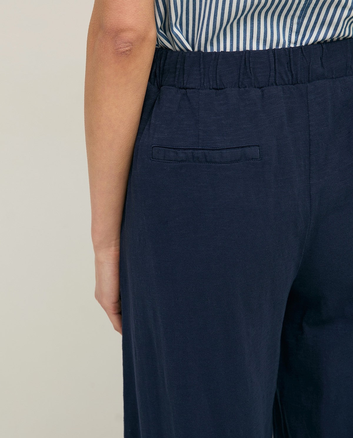Wide Leg Navy Cotton Trouser