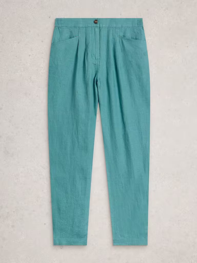 Rowena Linen Mix Trouser - Mid Teal