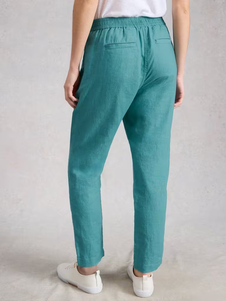 Rowena Linen Mix Trouser - Mid Teal