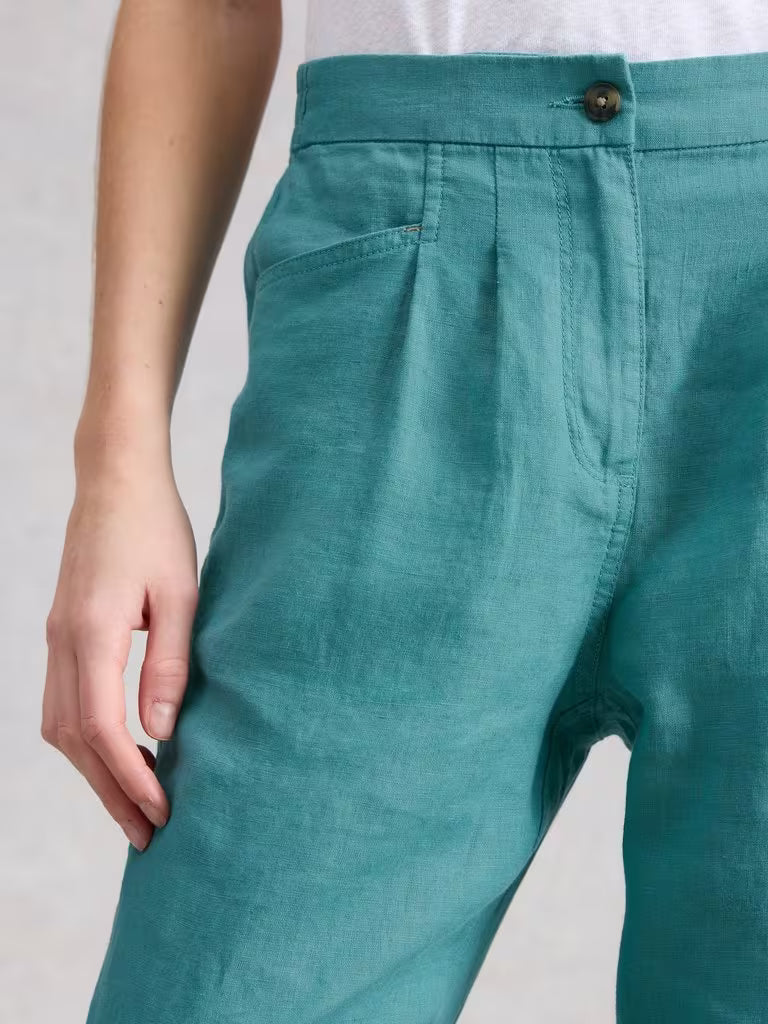 Rowena Linen Mix Trouser - Mid Teal