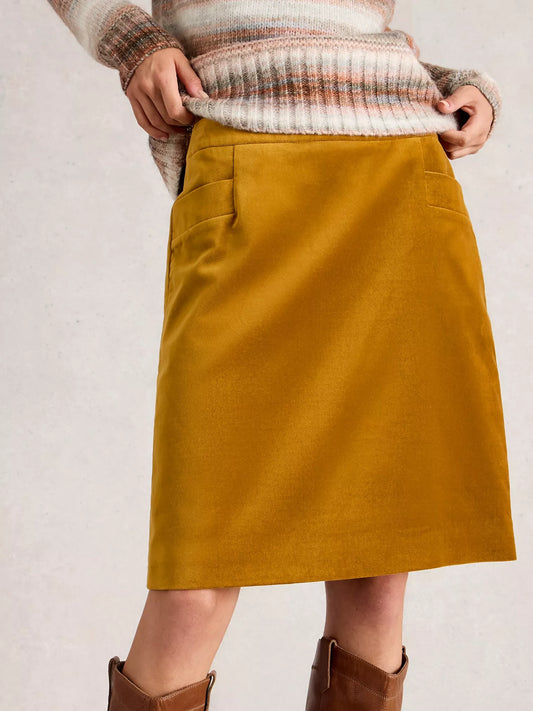 Cora Velvet Skirt - Dark Chartreuse