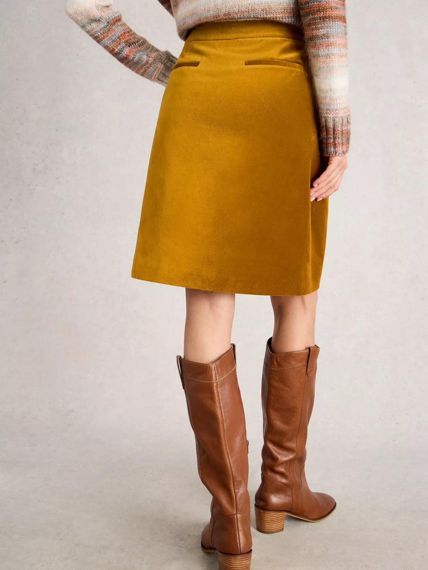 Cora Velvet Skirt - Dark Chartreuse