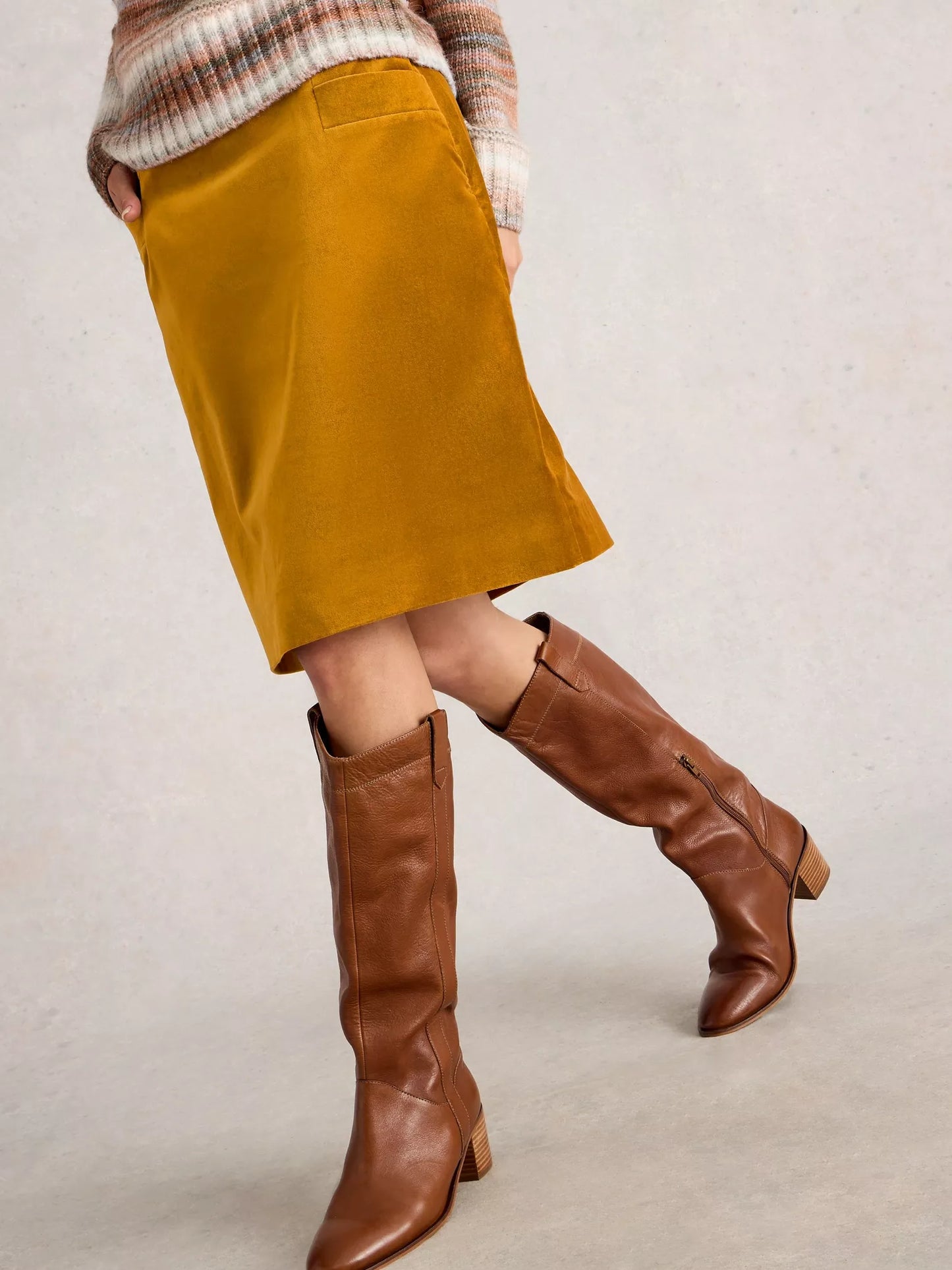 Cora Velvet Skirt - Dark Chartreuse