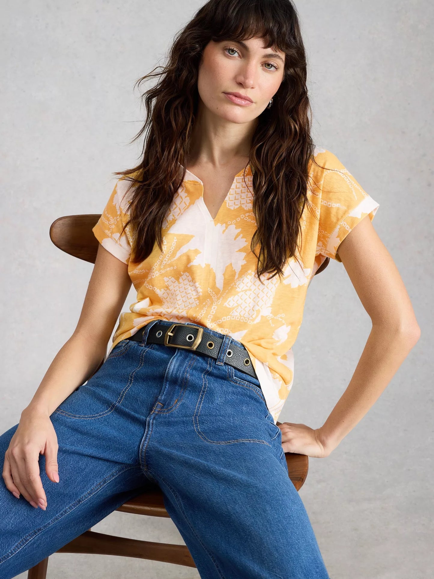 Nelly Notch Tee -  Yellow Print