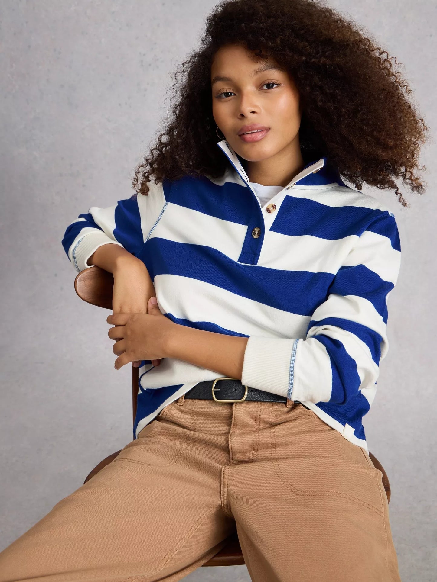 Bobbi Button Stripe Sweater