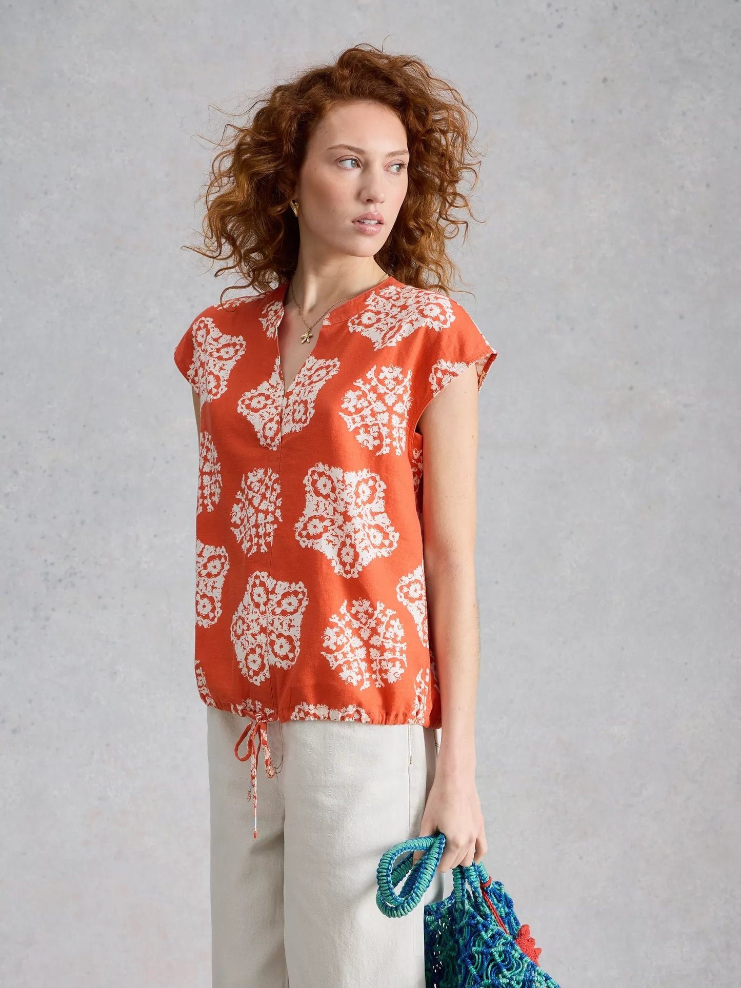 Nicole Linen Tee  - Burnt Orange.