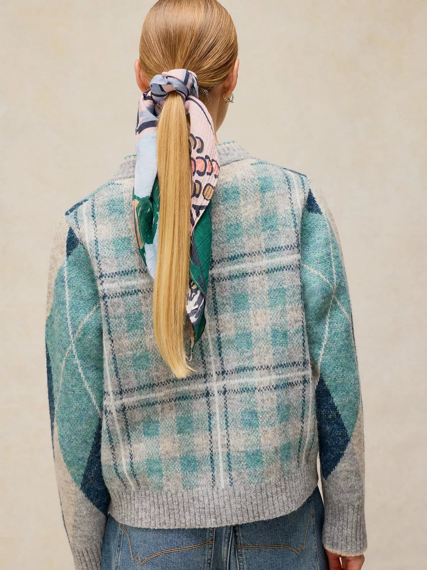 Argyle Check Cardigan