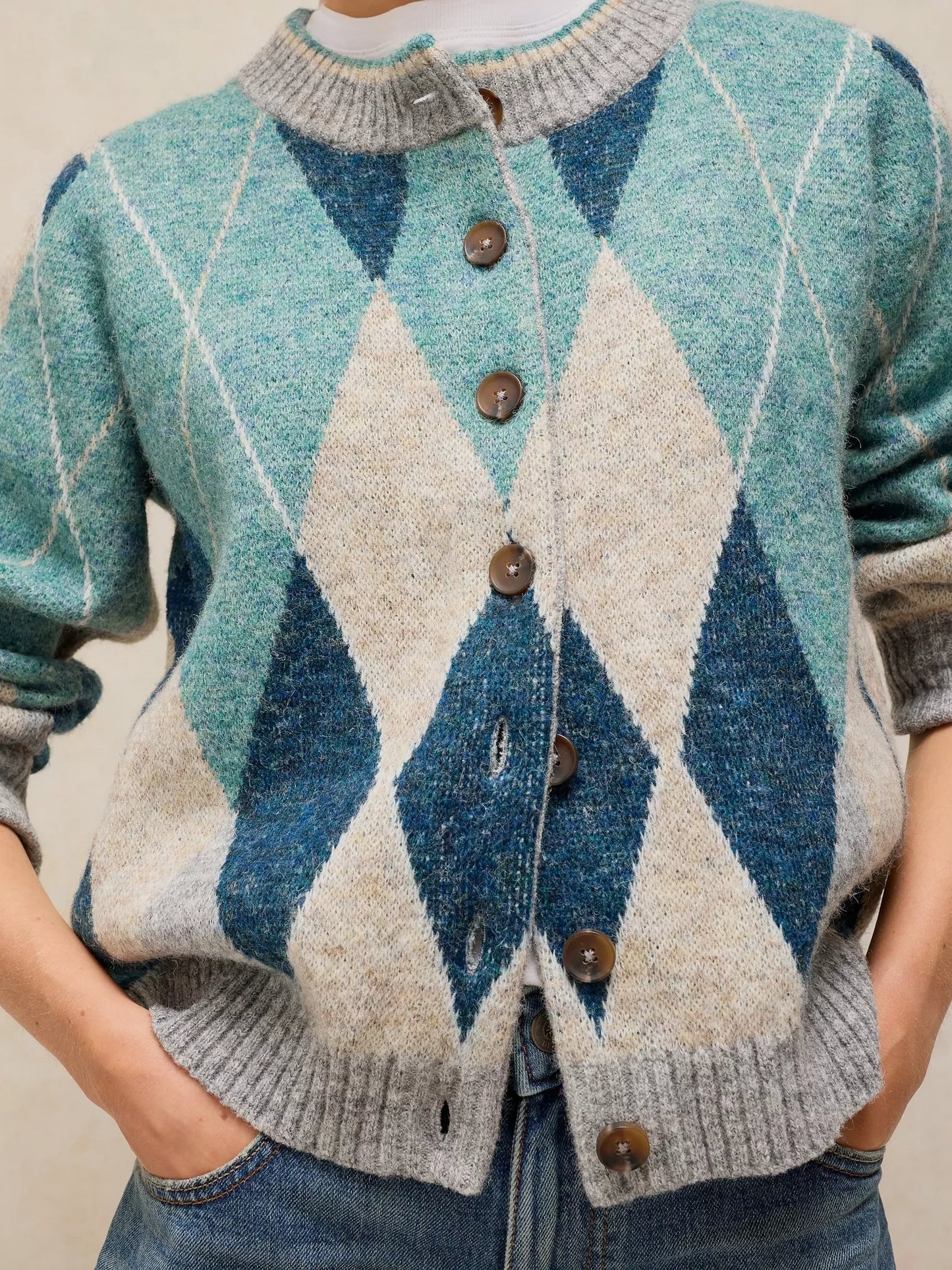 Argyle Check Cardigan