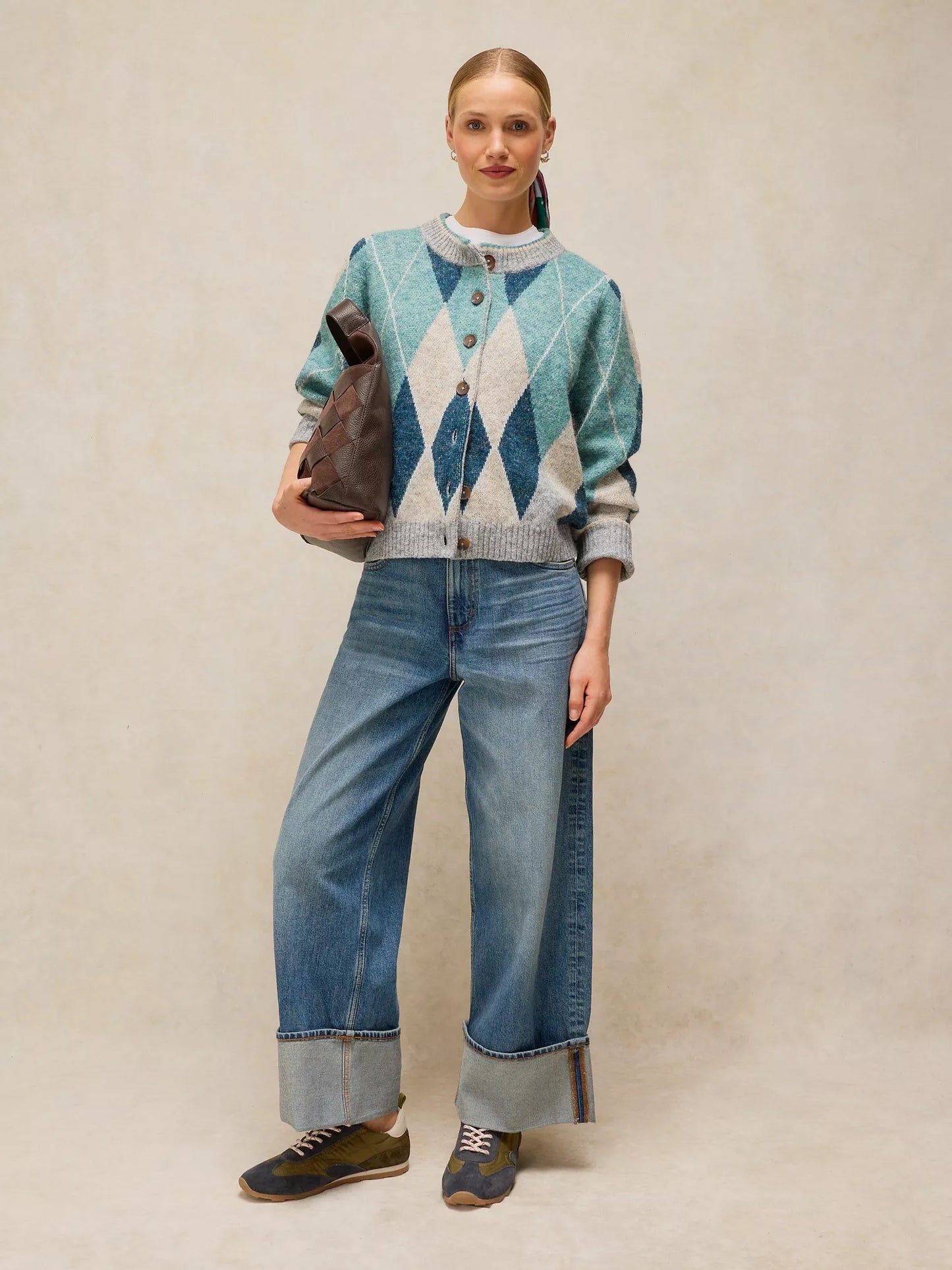 Argyle Check Cardigan