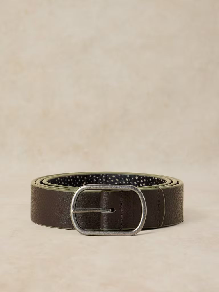 Reversible Leather Belt  - Brown