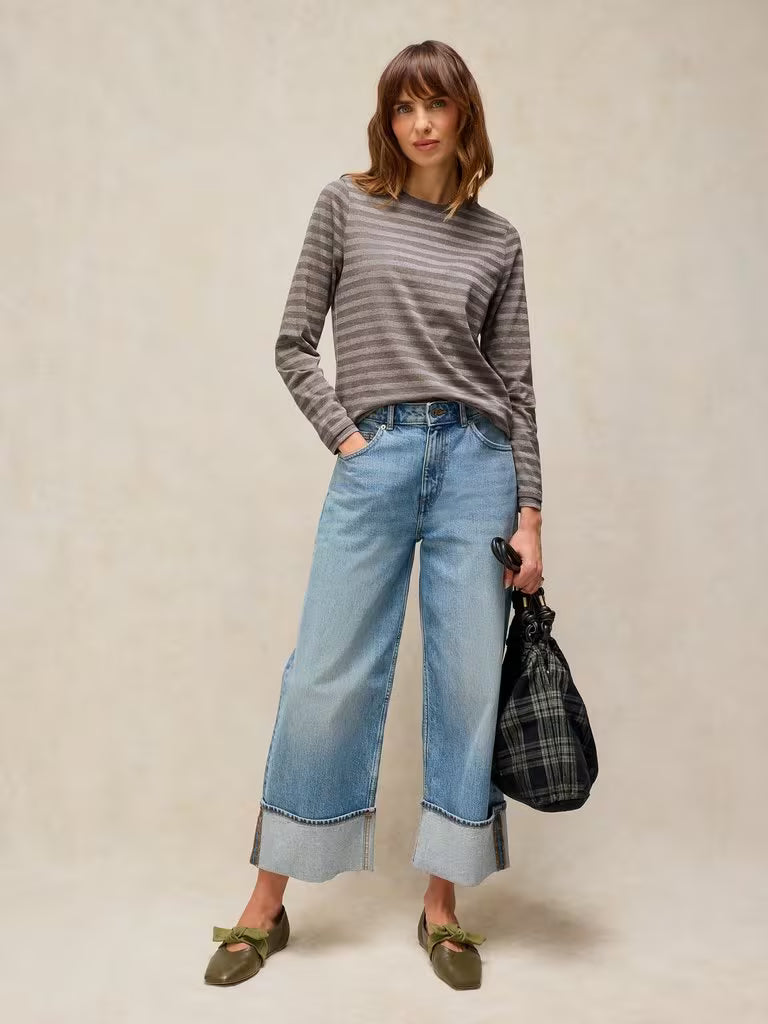 Clara Sparkle Stripe Tee - Grey