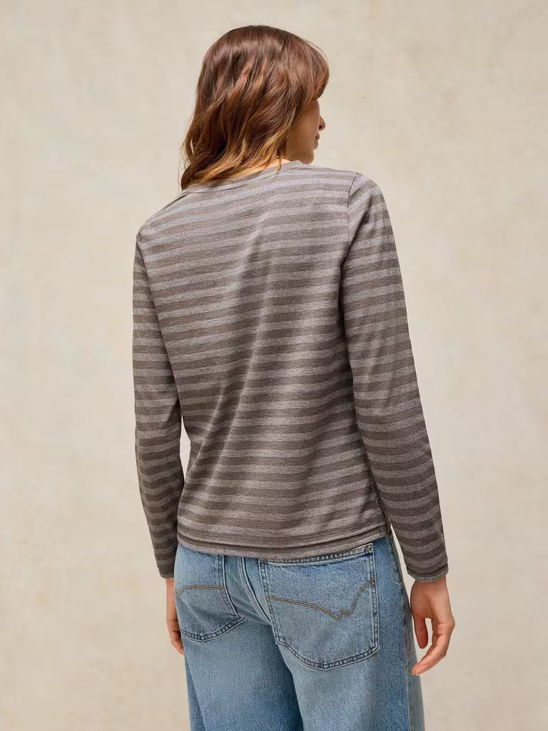 Clara Sparkle Stripe Tee - Grey