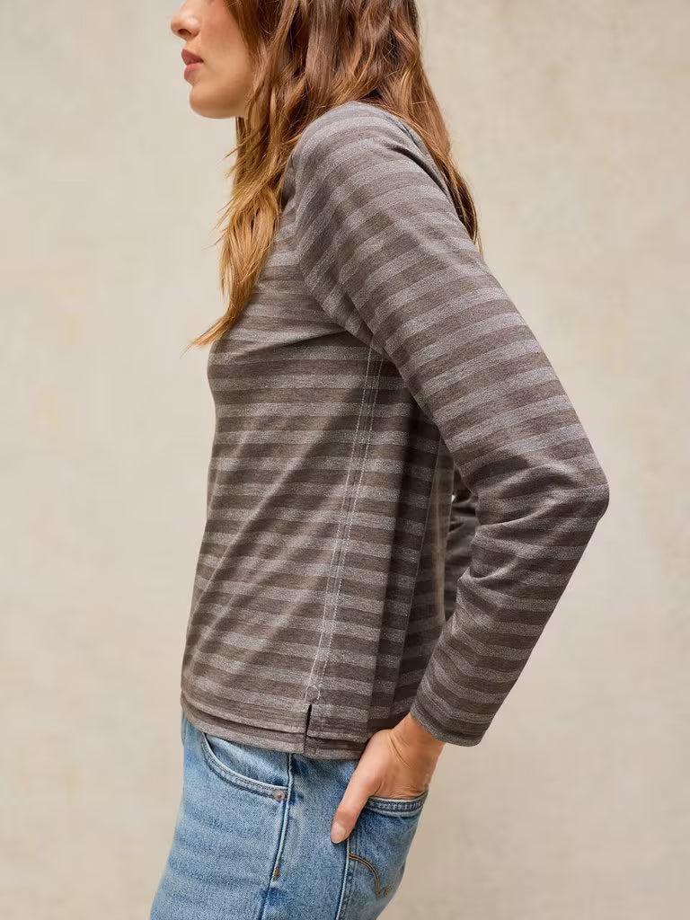 Clara Sparkle Stripe Tee - Grey
