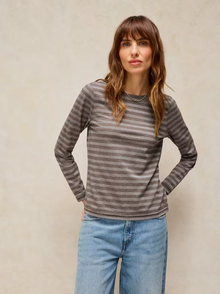 Clara Sparkle Stripe Tee - Grey
