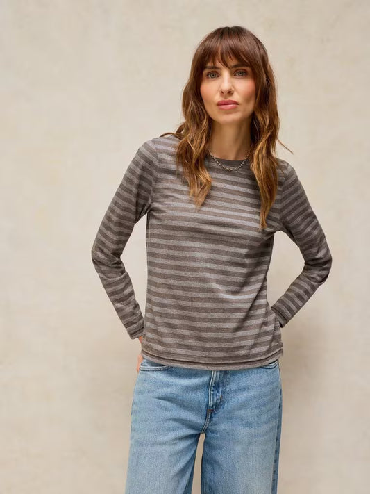 Clara Sparkle Stripe Tee - Grey