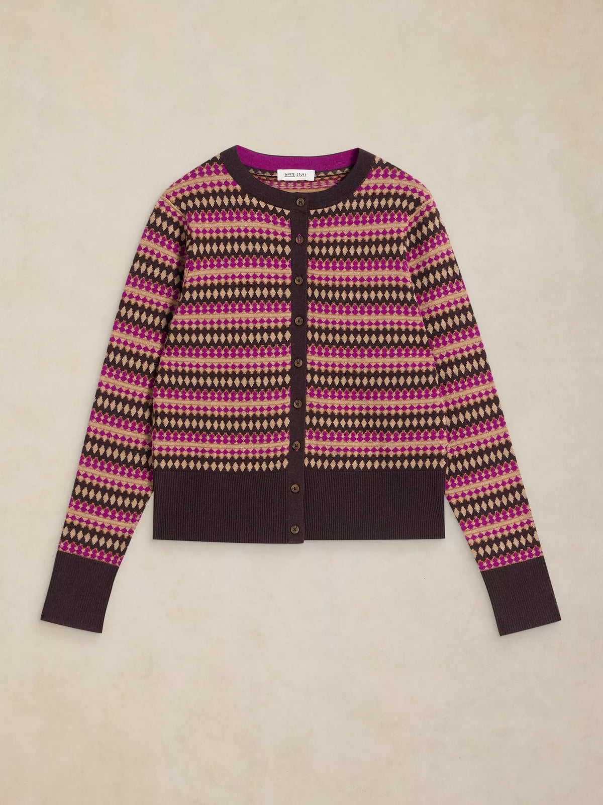 Lois Fairisle Cardigan - Pink