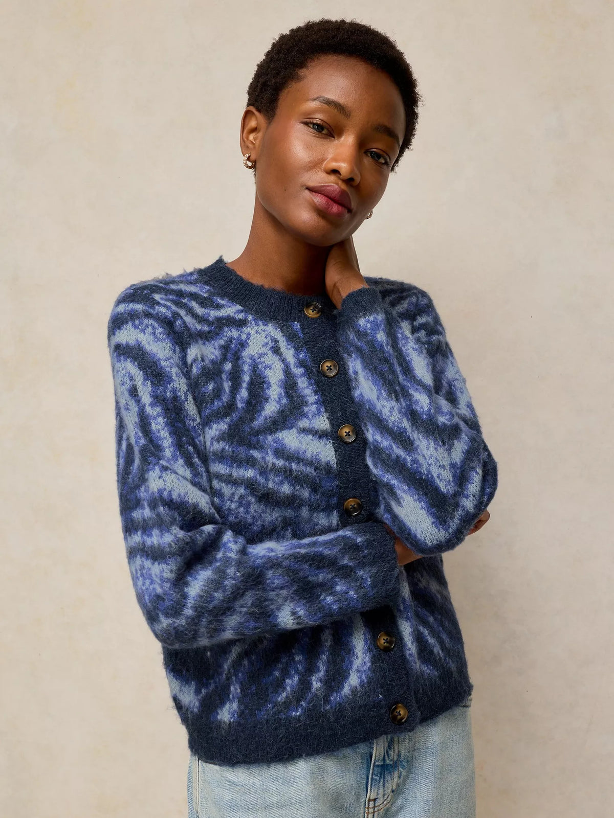 Fluffy Blue Tiger Cardigan.