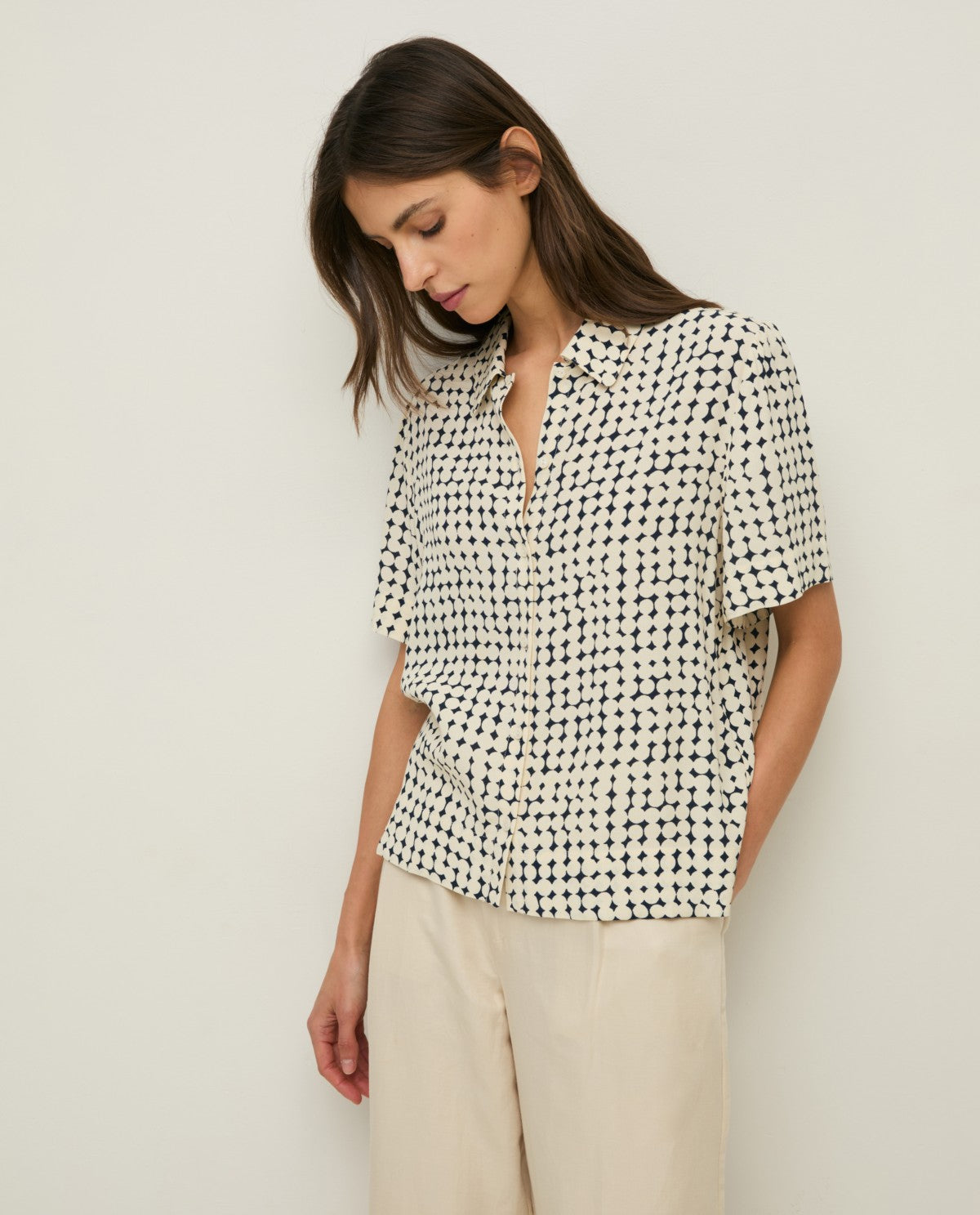 Short Sleeve Crepe Blouse