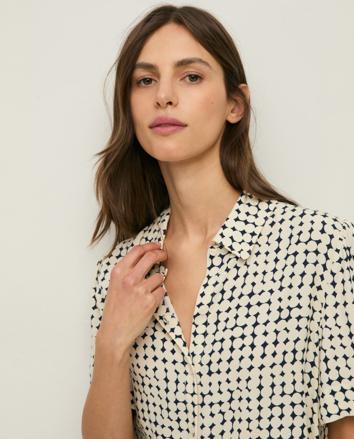 Short Sleeve Crepe Blouse