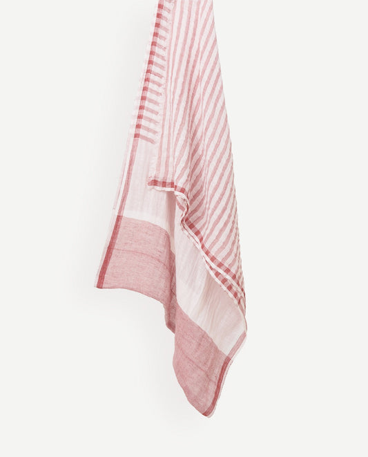 Pink Stripe Linen Scarf